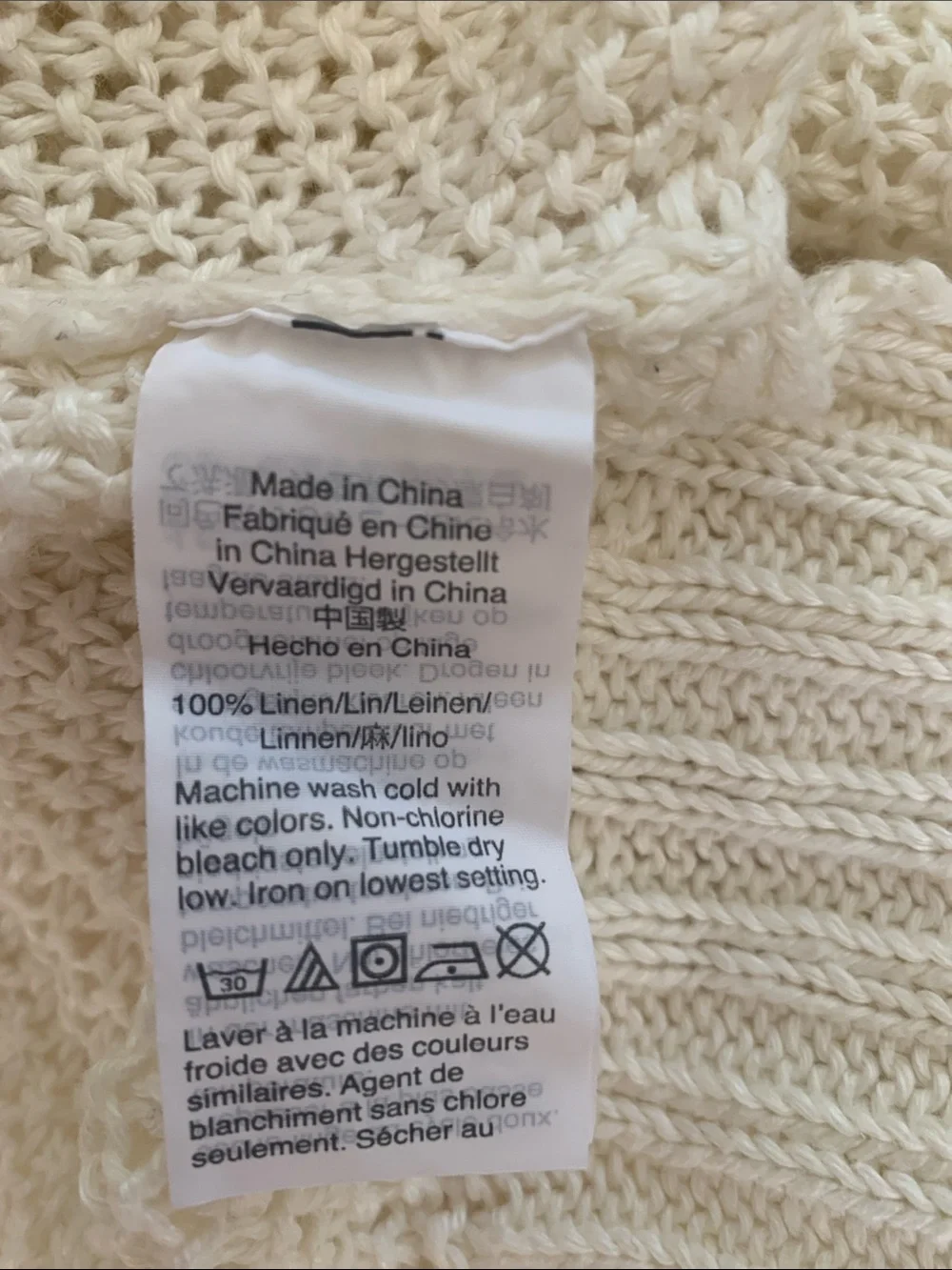 J. Crew Linen Crew Neck Beach Sweater Cream Size Large L5934 Semi Sheer Coastal